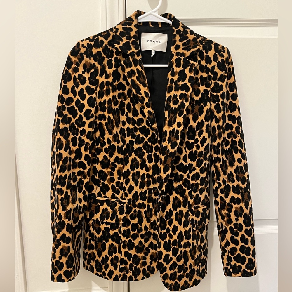 Frame Denim Velvet Leopard Print Blazer - Picture 2 of 5